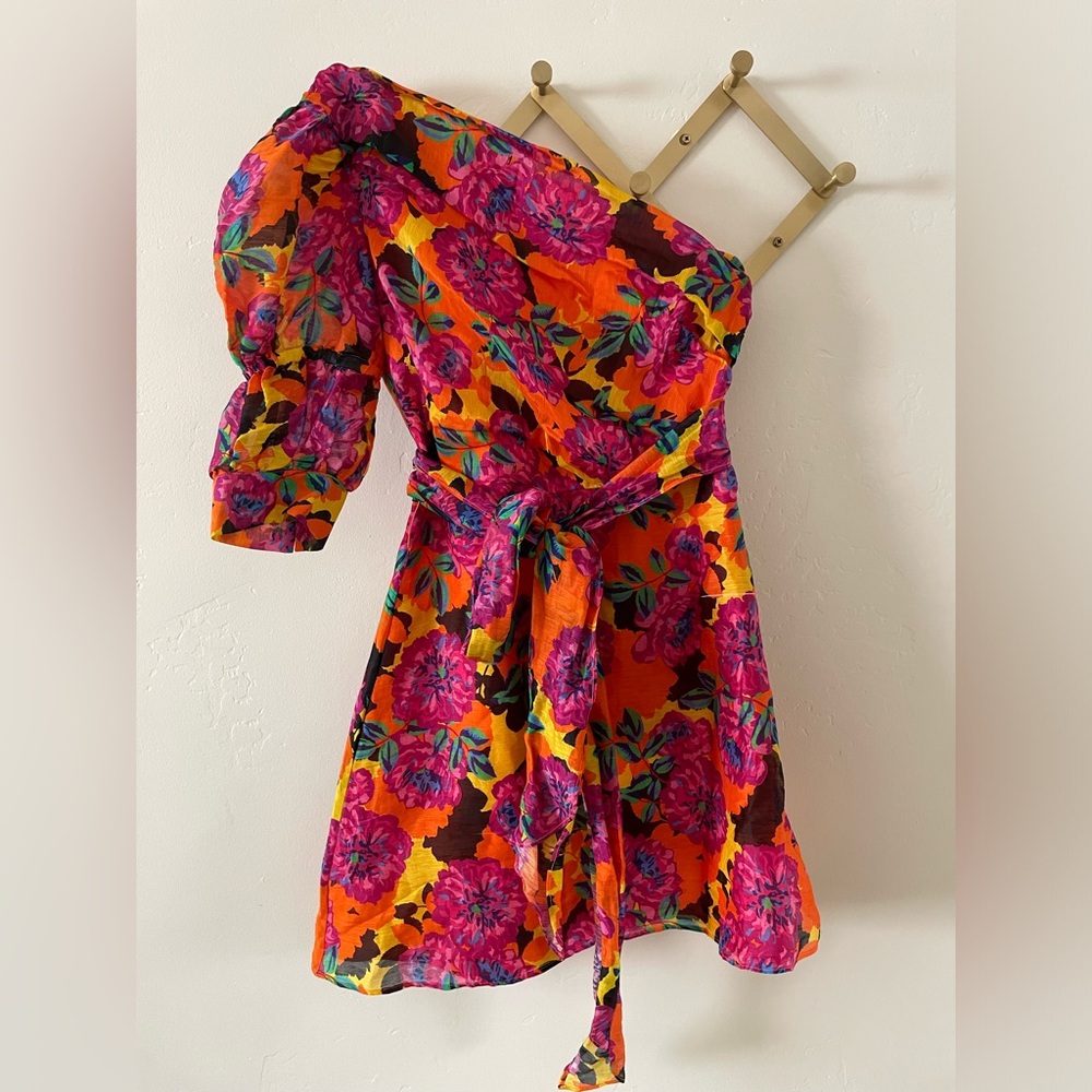 One shoulder mini floral dress